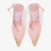 Décolleté Faiz 100 Rose in pizzo jimmy choo con dettagli in pizzo metallico