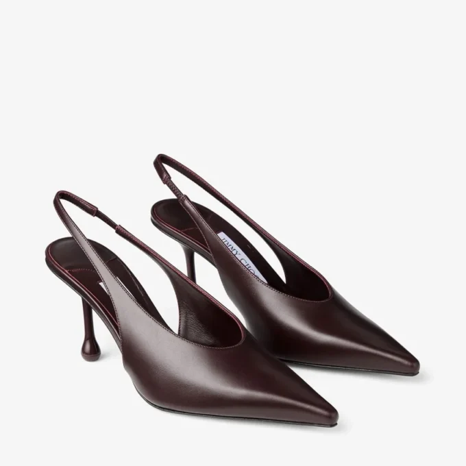 Décolleté Isa 80 in pelle di vitello color merlot intenso