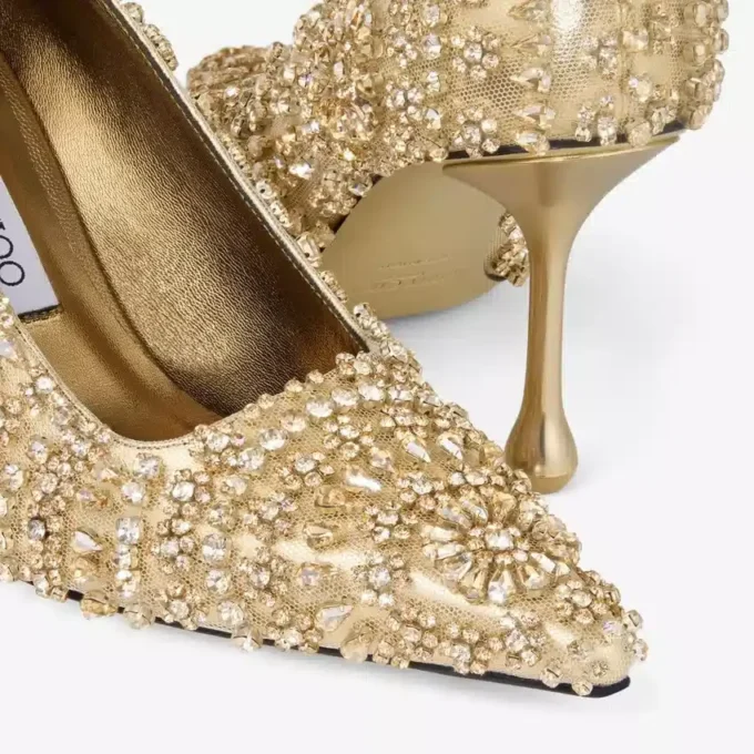 Décolleté Ixia 80 in nappa metallizzata Gold Mix con ricami in cristallo Décolleté Ixia 80 in nappa metallizzata Gold Mix con ricami in cristallo