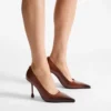 Décolleté Ixia 95 in pelle spazzolata color cognac