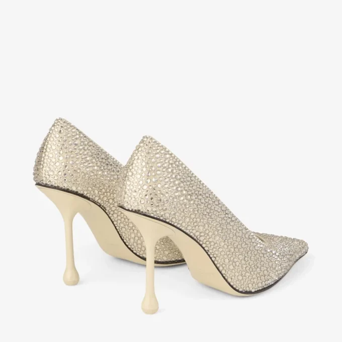 Décolleté Ixia 95 in raso giallo burro con strass