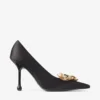 Décolleté Ixia 95 in raso nero con fiori Décolleté Ixia 95 in raso nero con fiori