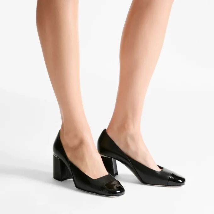 Décolleté Jenson 65 in vernice nera e pelle nappa