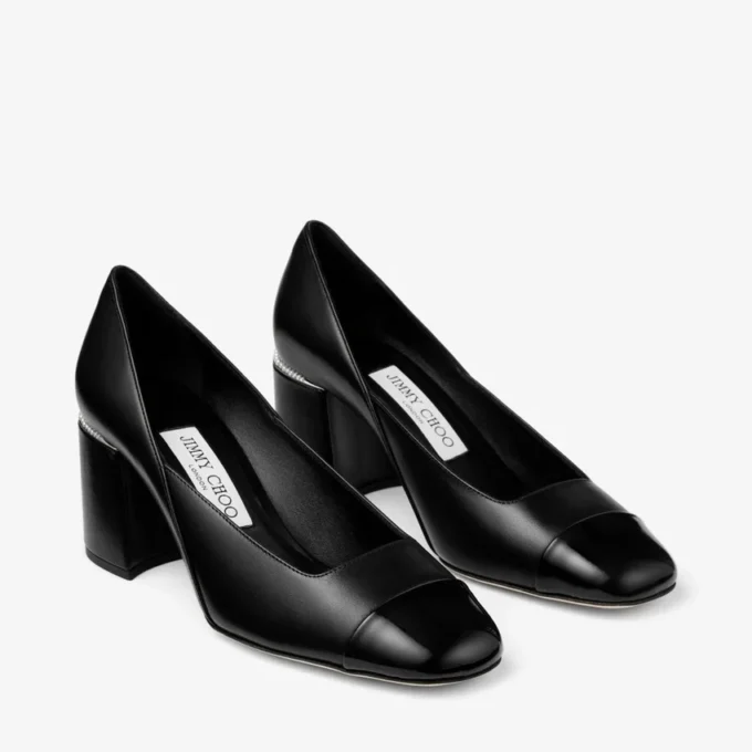 Décolleté Jenson 65 in vernice nera e pelle nappa