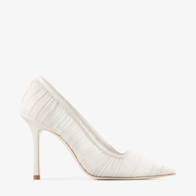 Décolleté Lotta 100 in tulle avorio e nappa