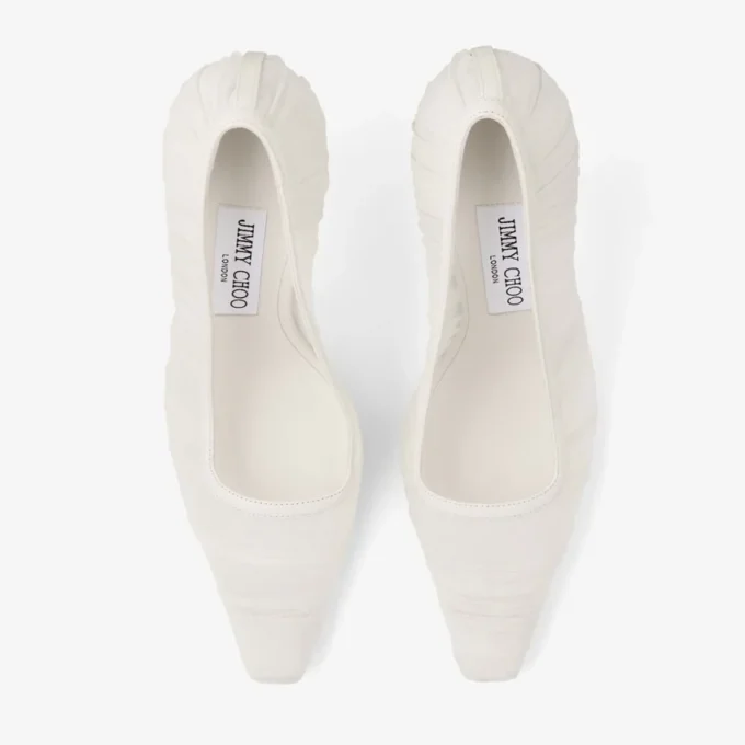 Décolleté Lotta 100 in tulle avorio e nappa