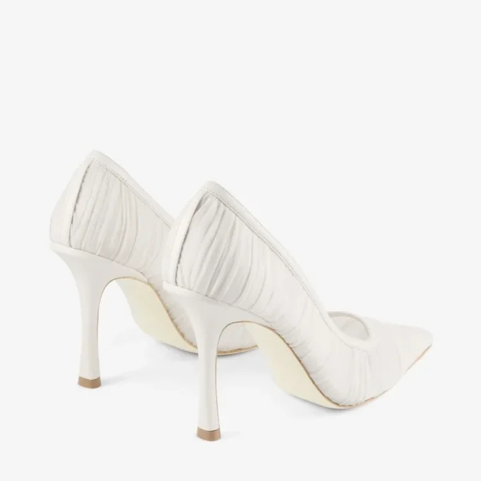 Décolleté Lotta 100 in tulle avorio e nappa