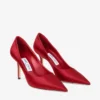 Décolleté Love 85 in raso rosso rubino