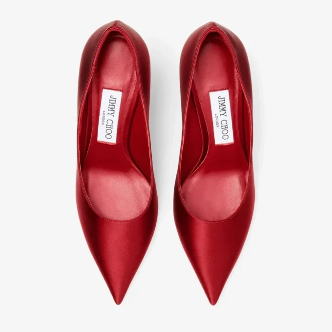 Décolleté Love 85 in raso rosso rubino