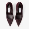 Décolleté Love 85 in rete color merlot intenso con cristalli Galaxy