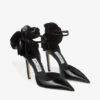 Décolleté Marja 100 nere in morbida pelle spazzolata con corsage corto in tinsel Décolleté Marja 100 nere in morbida pelle spazzolata con corsage corto in tinsel