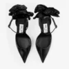 Décolleté Marja 100 nere in morbida pelle spazzolata con corsage corto in tinsel Décolleté Marja 100 nere in morbida pelle spazzolata con corsage corto in tinsel