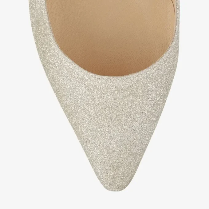 Décolleté Romy 60 con punta a punta e glitter platino ghiaccio