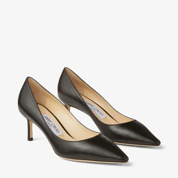 Décolleté Romy 60 in pelle di capretto nera a punta