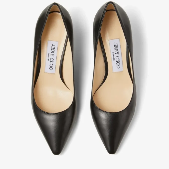 Décolleté Romy 60 in pelle di capretto nera a punta