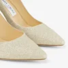 Décolleté Romy 85 con punta affusolata in glitter platino ghiaccio