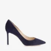 Décolleté Romy 85 in camoscio blu navy a punta