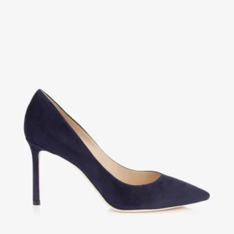 Décolleté Romy 85 in camoscio blu navy a punta