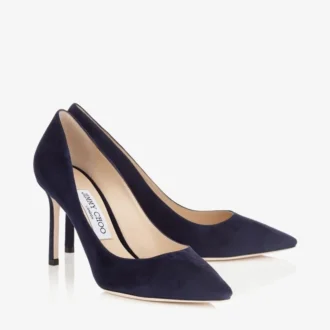 Décolleté Romy 85 in camoscio blu navy a punta