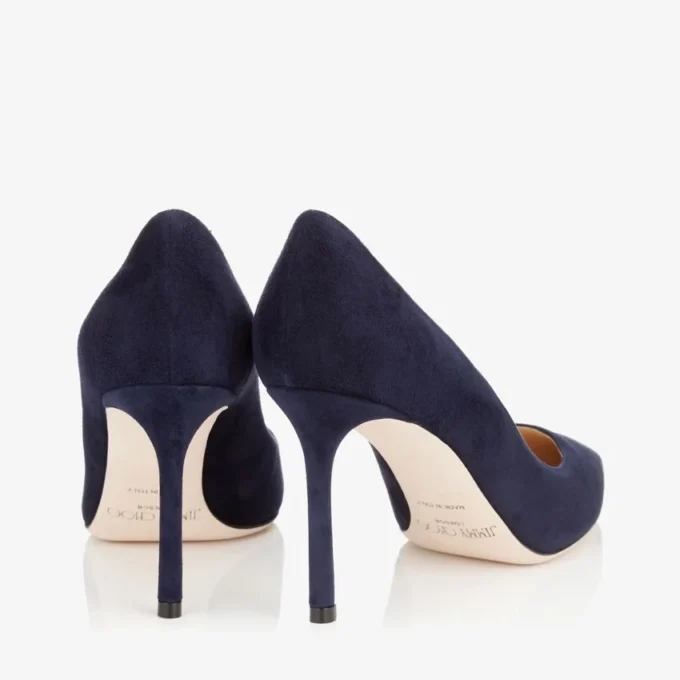 Décolleté Romy 85 in camoscio blu navy a punta