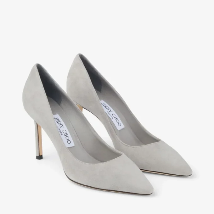 Décolleté Romy 85 in camoscio color tortora