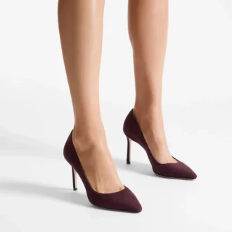 Décolleté Romy 85 in camoscio tono su tono color merlot intenso