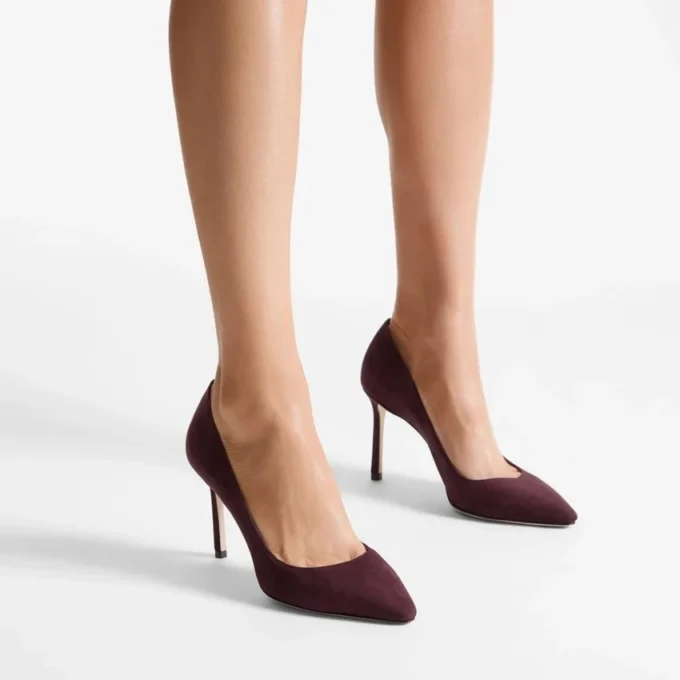 Décolleté Romy 85 in camoscio tono su tono color merlot intenso