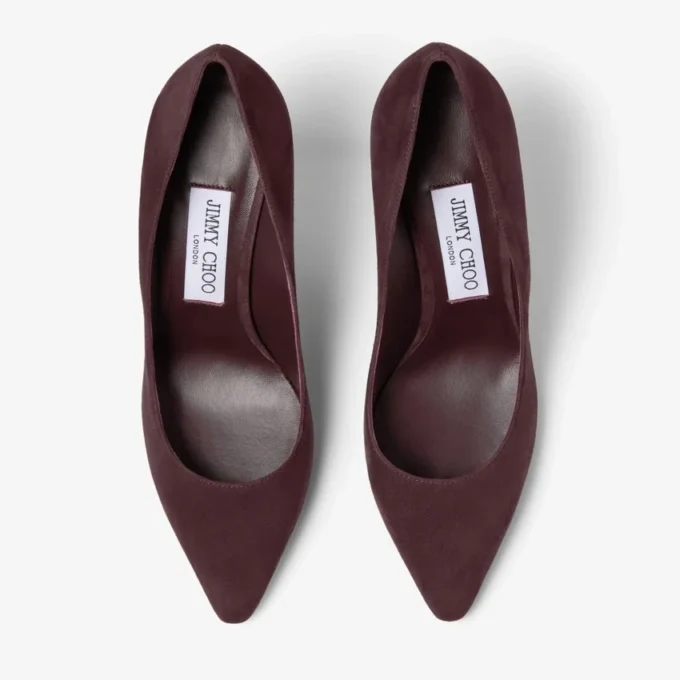 Décolleté Romy 85 in camoscio tono su tono color merlot intenso