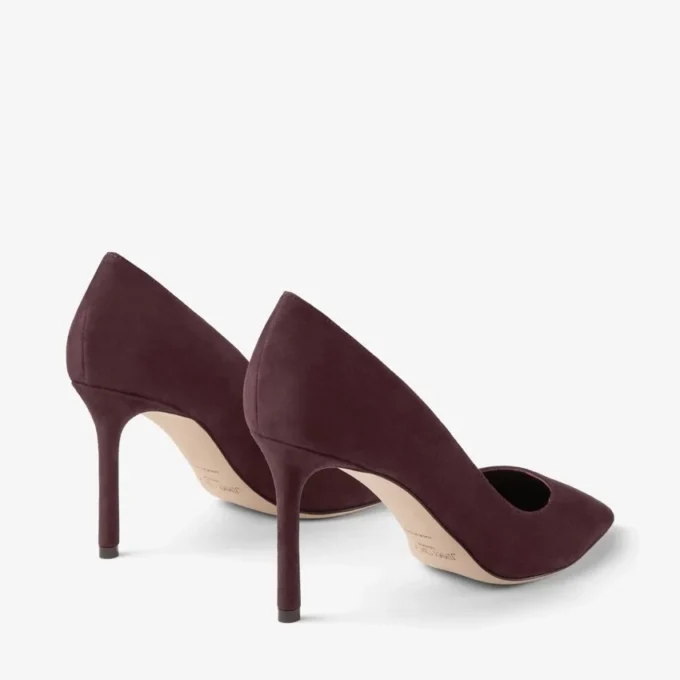 Décolleté Romy 85 in camoscio tono su tono color merlot intenso