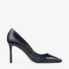 Décolleté Romy 85 in pelle goffrata effetto coccodrillo blu navy