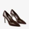 Décolleté Romy 85 in pelle goffrata effetto coccodrillo color cioccolato
