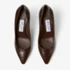 Décolleté Romy 85 in pelle goffrata effetto coccodrillo color cioccolato