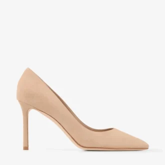 Décolleté Romy 85 in pelle scamosciata color chai