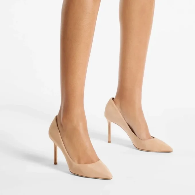 Décolleté Romy 85 in pelle scamosciata color chai