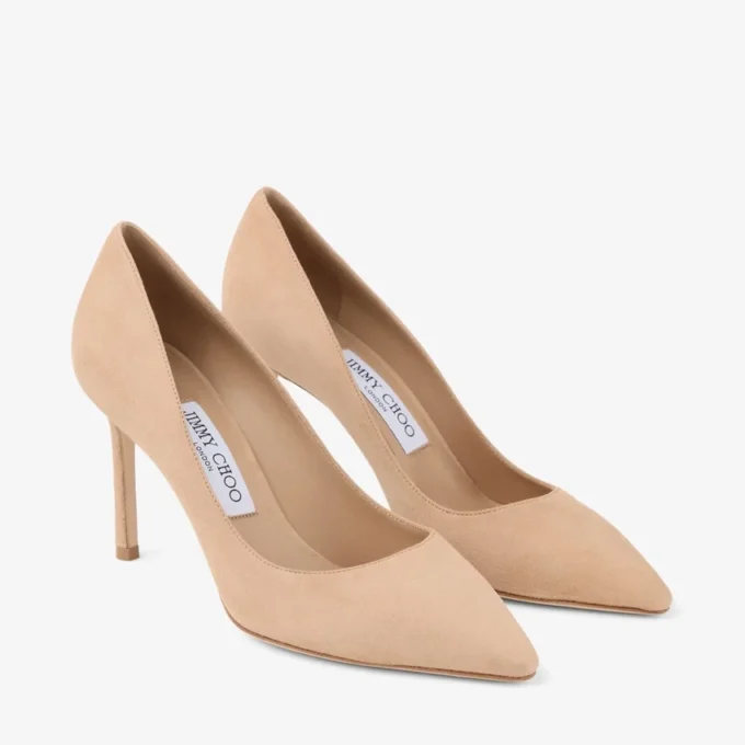 Décolleté Romy 85 in pelle scamosciata color chai