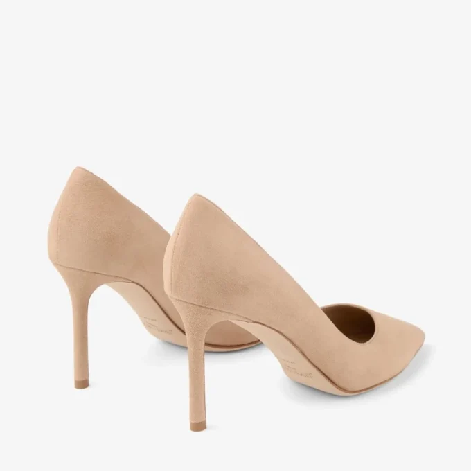 Décolleté Romy 85 in pelle scamosciata color chai