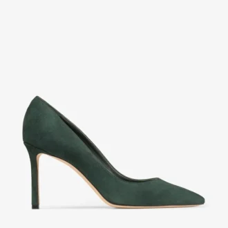 Décolleté Romy 85 in pelle scamosciata tono su tono verde britannico
