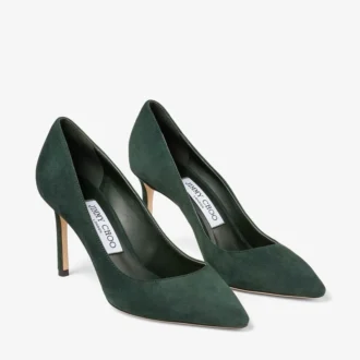 Décolleté Romy 85 in pelle scamosciata tono su tono verde britannico