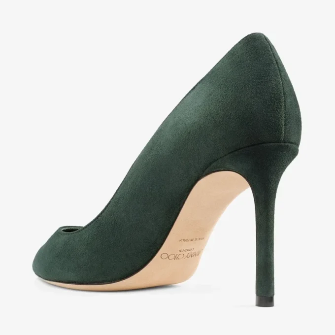 Décolleté Romy 85 in pelle scamosciata tono su tono verde britannico