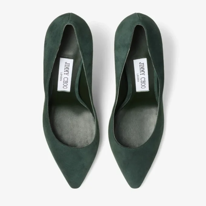 Décolleté Romy 85 in pelle scamosciata tono su tono verde britannico