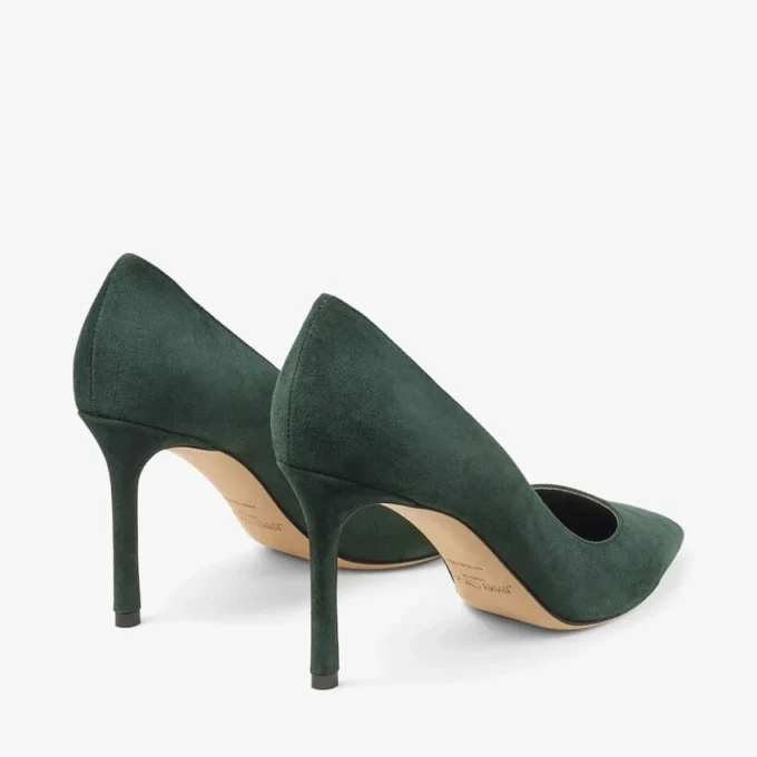 Décolleté Romy 85 in pelle scamosciata tono su tono verde britannico