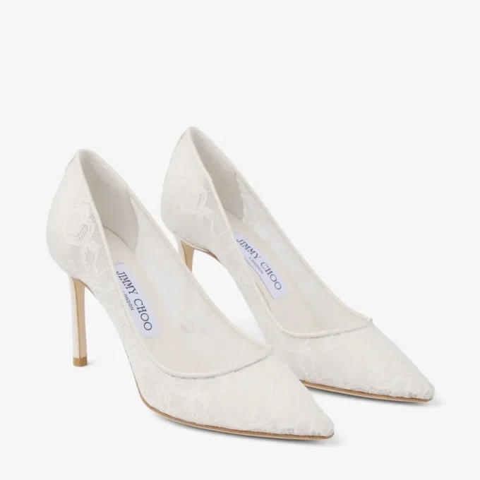 Décolleté Romy 85 in pizzo avorio di jimmy choo
