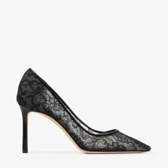 Décolleté Romy 85 in pizzo nero jimmy choo