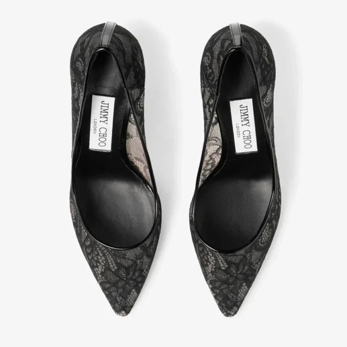 Décolleté Romy 85 in pizzo nero jimmy choo
