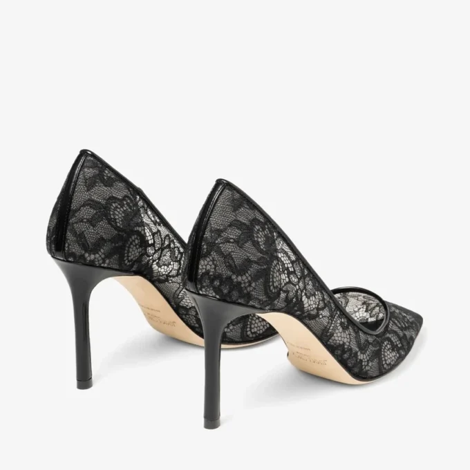 Décolleté Romy 85 in pizzo nero jimmy choo