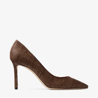 Décolleté Romy 85 in raffia fine color cuoio