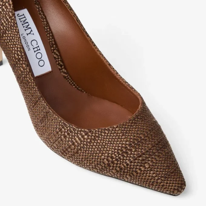Décolleté Romy 85 in raffia fine color cuoio