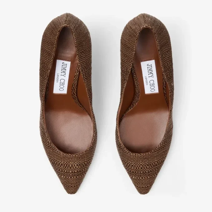 Décolleté Romy 85 in raffia fine color cuoio