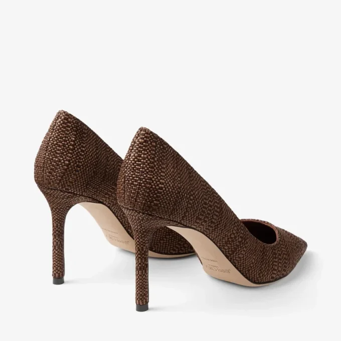 Décolleté Romy 85 in raffia fine color cuoio