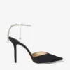 Décolleté Saeda 100 in camoscio nero con decorazioni in cristallo Décolleté Saeda 100 in camoscio nero con decorazioni in cristallo